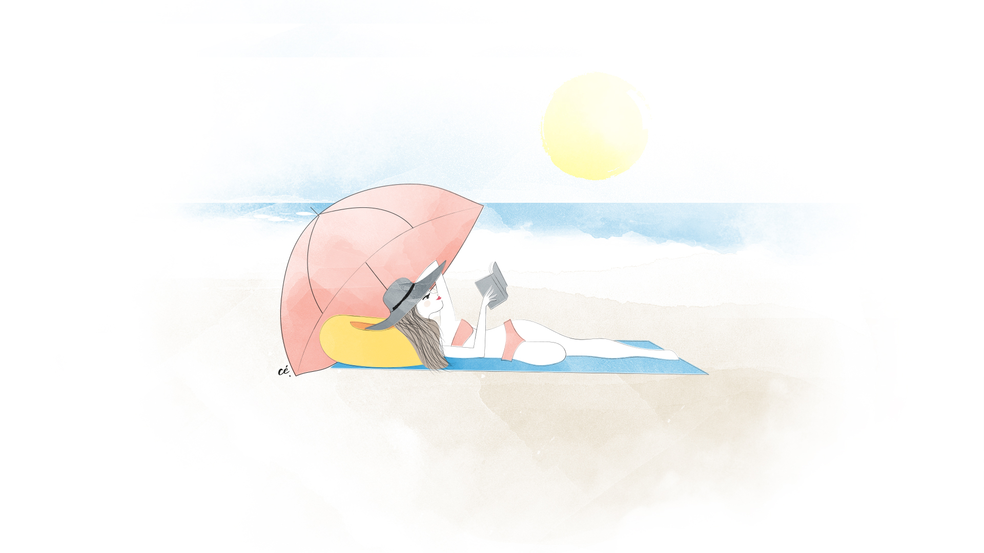 Avène Solaire - Illustration aquarelle digitale estivale 7
