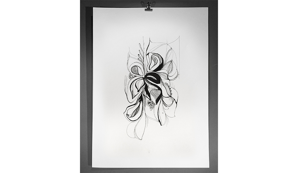 Dessin abstrait organique noir et blanc - Visuel 1
