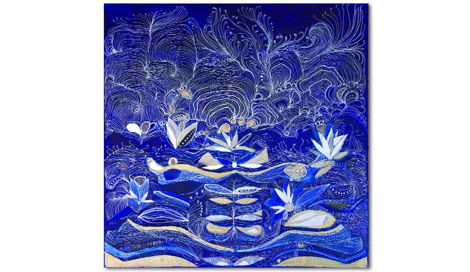 Technique mixte sur toile - Signature et détail final de l'œuvre 7 par Cécile Reverdy