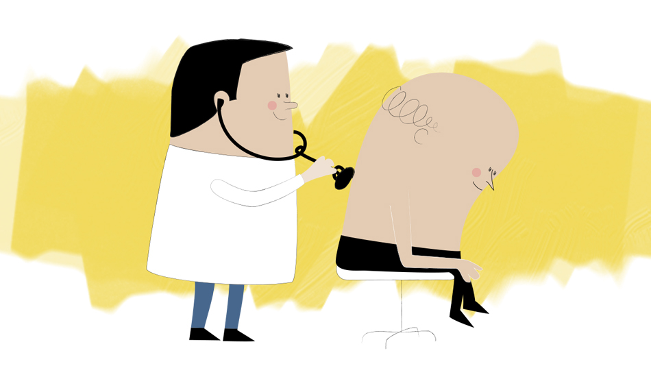 Radiothérapie - illustration de brochure médicale au ton décalé en oncologie 3 par Cé. Cecile Reverdy