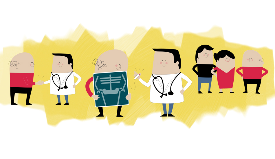 Radiothérapie - illustration de brochure médicale au ton décalé en oncologie 7 par Cé. Cecile Reverdy