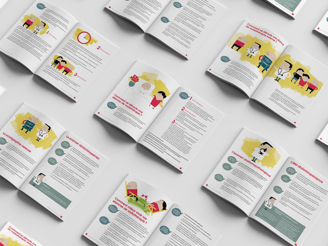 Radiothérapie - illustration de brochure médicale au ton décalé en oncologie 1 par Cé. Cecile Reverdy