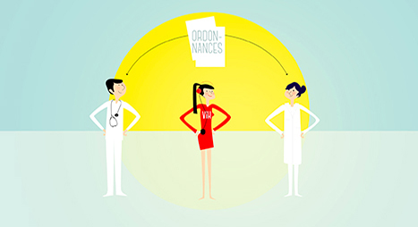 cé. cécile reverdy illustration animation vectoriel film prévention sida maladie cé. janssen - parcours de soin du patient VIH